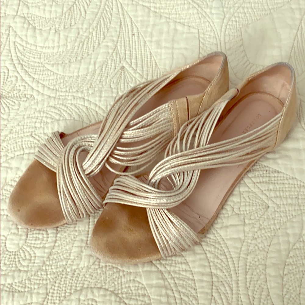 Loeffler Randall Gold Leather Strappy Sandals 7.5